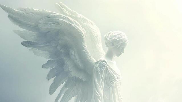 An ethereal angel with transparent wings and a serene aura embodying the ethereal nature of air.