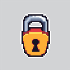 Fototapeta premium Pixel art illustration Padlock. Pixelated Padlock. Secure Padlock. pixelated for the pixel art game and icon for website and video game. old school retro.