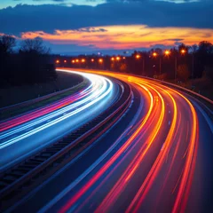 Fotobehang Car Light Smears Blurring on the Highways © Sekai