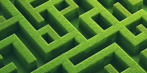 green maze background, isometric view