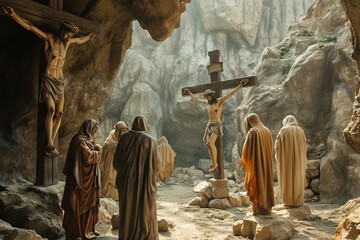 The poignant narrative of Easter depicting the crucified generative ai - obrazy, fototapety, plakaty