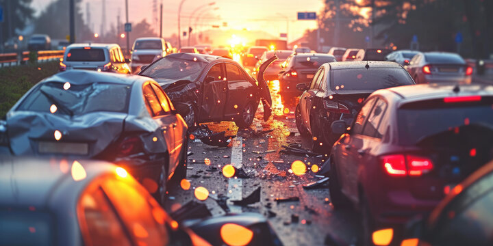 a car accident with multiple cars