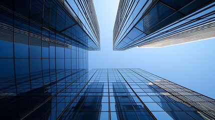 Fototapeta na wymiar Looking up tall glass and steel high-rise of Gothia Towers. : Generative AI