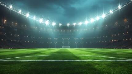 Stadium, 3d, Rendering, soccer, lights : Generative AI