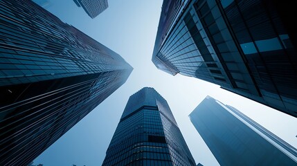 low angle view of skyscrapers : Generative AI