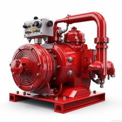 Obraz premium red fire pump illustration. turbine industry equipment isolated white background