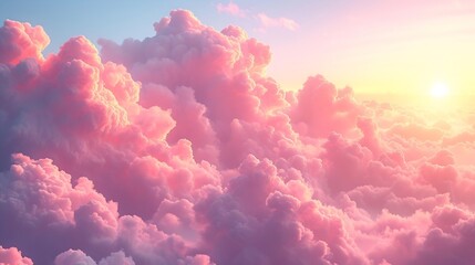 Sunset sky in the morning with sunrise and soft pink clouds with yellow tones. : Generative AI