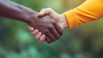 Close Up of Two People Shaking Hands in Business Meeting