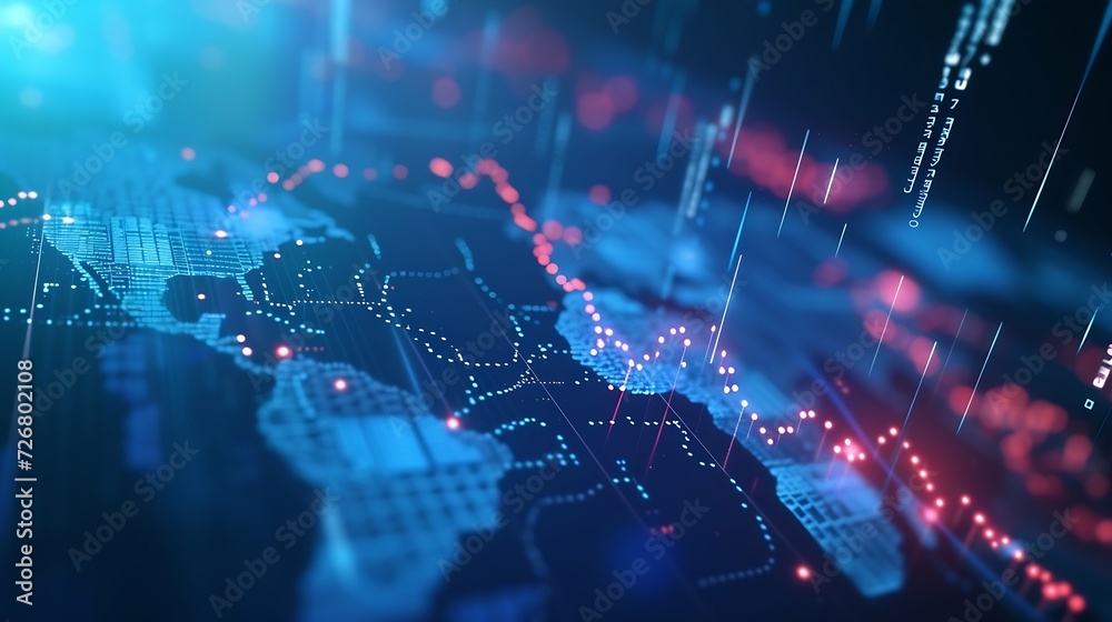 Poster business and economic growth on global business network, data analysis of financial and banking, sto