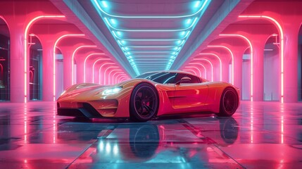光るスポーツカー,Generative AI AI画像