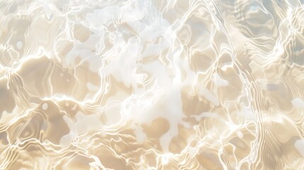 Abstract summer banner background Transparent beige clear water surface texture with ripples and splashes. Water waves in sunlight, copy space, top view. Cosmetics moisturizer micellar : Generative AI - obrazy, fototapety, plakaty