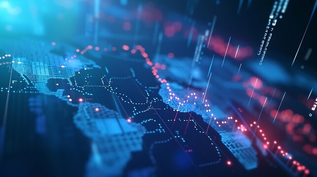 Business and economic growth on global business network, Data analysis of financial and banking, Stock, AI, Technology and data connection, Security, Blockchain and Networking, Busines : Generative AI