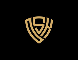 OSK creative letter shield logo design vector icon illustration