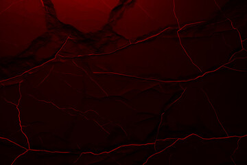 Burgundy grunge banner. Abstract stone wall texture background. Close-up shot with red veins. Dark rock backdrop with copy space