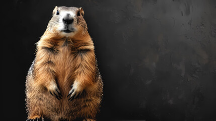 Ground Hog On Black Background