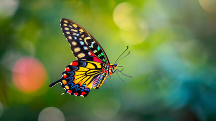 Fototapeta na wymiar Colorful Butterfly Flying Through the Air