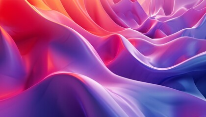 Bright colors and shapes create a beautiful surface design, presented in the style of futuristic chromatic waves in light red and light purple, appreciated by fans of abstract minimalism.