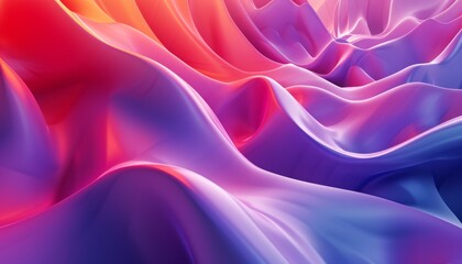 Obraz premium Bright colors and shapes create a beautiful surface design, presented in the style of futuristic chromatic waves in light red and light purple, appreciated by fans of abstract minimalism.