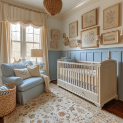 Peaceful Nursery with Gentle Colors and Decor