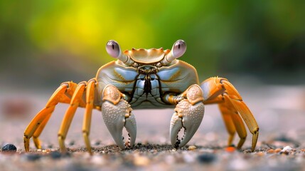 Crab scuttles across the sandy beach, shell gleaming under the sun, coastal charm, Ai Generated. - obrazy, fototapety, plakaty