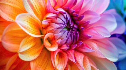 Close-up of a multi-colored flower with abundant petals, a stunning floral display, Ai Generated. - obrazy, fototapety, plakaty
