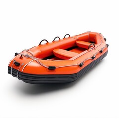 Naklejka premium Inflatable raft rescue dinghy lifeboat isolated on a white background, Ai Generated.