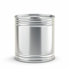 Modern metal tin can for packaged goods and food isolated on a white background, Ai Generated.