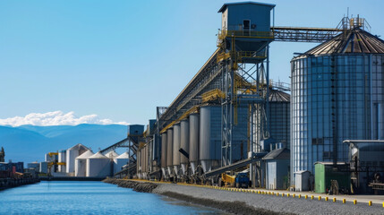 The unmistakable scent of freshly processed grain permeating the air as it is loaded and unloaded at the bustling port facility.