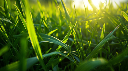 Close-Up of Sunlit Grass Field