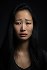 Fototapeta premium Sad Asian Woman, Studio Shot, Generative AI