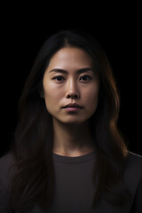 Naklejka premium Sad Asian Woman, Studio Shot, Generative AI