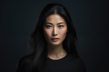 Fototapeta premium Sad Asian Woman, Studio Shot, Generative AI
