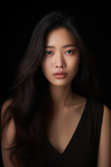Fototapeta premium Sad Asian Woman, Studio Shot, Generative AI