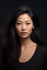 Fototapeta premium Sad Asian Woman, Studio Shot, Generative AI