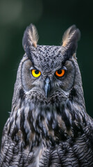 Close-up of Owl With Yellow Eyes