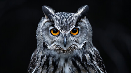 Close Up of Owl With Orange Eyes