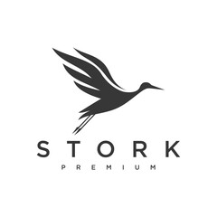 heron logo template, vector, icon in white background