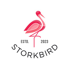 stork logo colorful line art monoline outline vector illustration hipster retro vintage