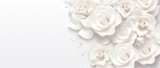 Obraz na płótnie Canvas Wedding invitation cards Template mockup on white background ulta detailed, vector art, white roses