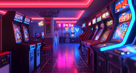 game room in an arcade - obrazy, fototapety, plakaty