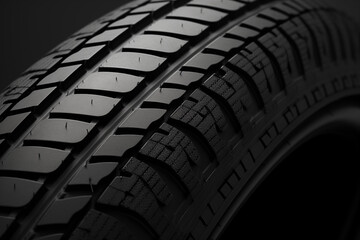 Detail tire tread close up on a black background