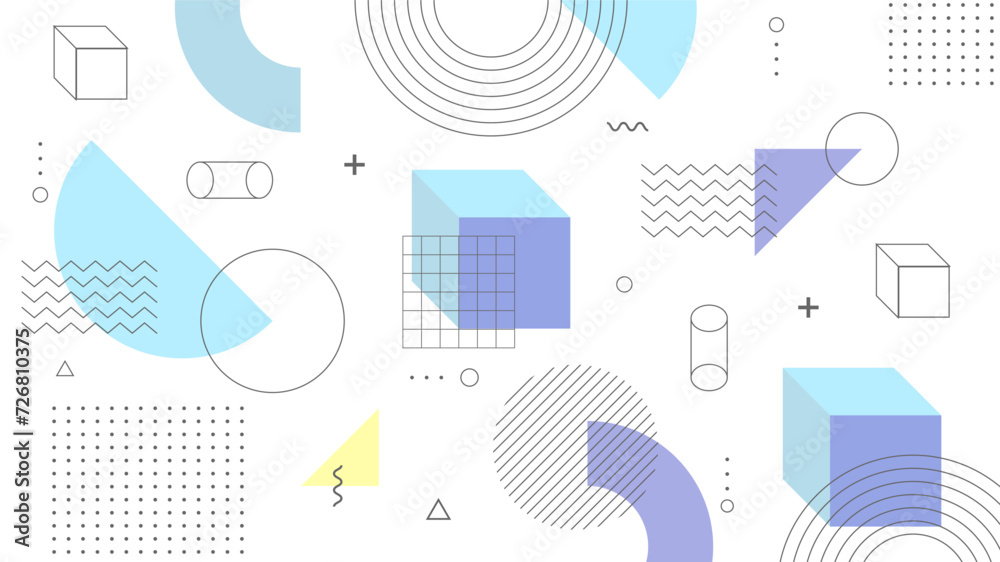 Sticker modern abstract background with retro memphis elements and pastel color