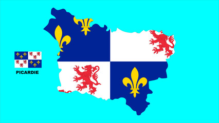 Flag illustration of Picardie France colors yellow red blue and white