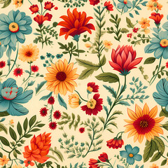Fototapeta na wymiar a colorful floral pattern