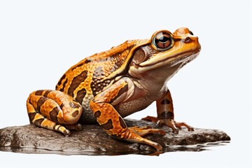 Backward-sitting Bufo alvarius frog isolated on a transparent background. Generative AI