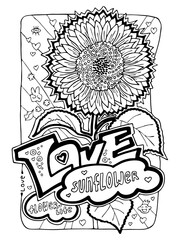Garden flowers coloring book pages for adults and kids. Antistress hobby for relaxation. Hand drawn cartoon style line illustration. Colouring pages collection set floral botanical theme.