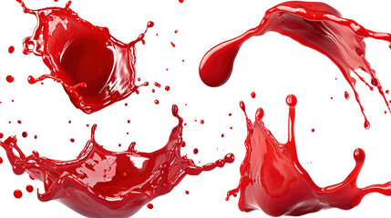 Set of red drops and splashes of ketchup