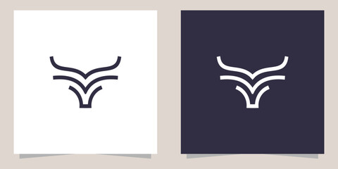 bull line logo design vector