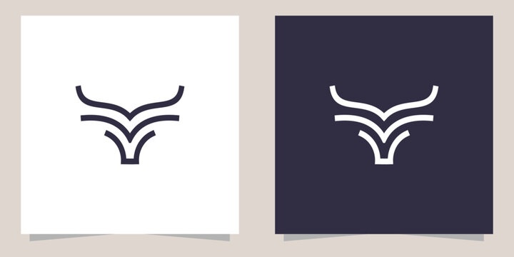 bull line logo design vector