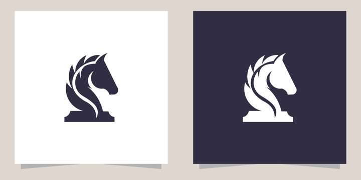 chess horse logo design vector